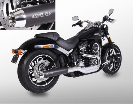 SALE: MILLER - Independence - silber - SlipOn / EURO4 / Harley SPORT GLIDE / FLSB / 107 CUI / ABE
