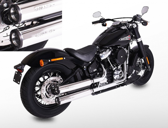 MILLER - Independence - silber - 2-1- SlipOn / Harley Softail Low Rider / 107 CUI  / EG-BE