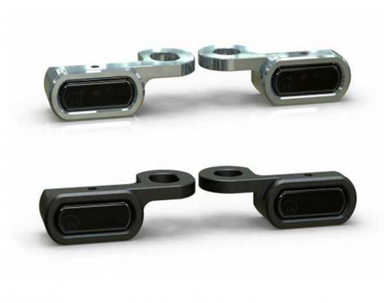 LED Mini Blinker Typ1 / Alu poliert - dunkles Glas / Paar / alle Bikes / E-Zeichen