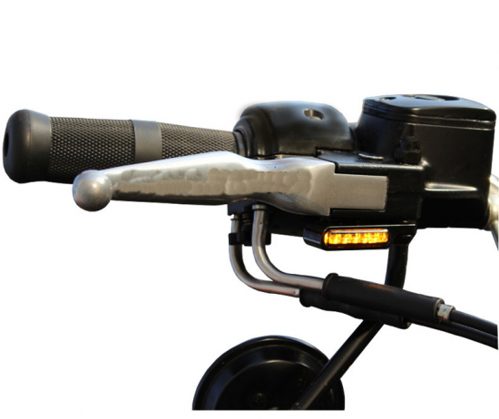 LED Mini Blinker Typ2 / Alu schwarz - dunkles Glas / Paar / alle Bikes / E-Zeichen