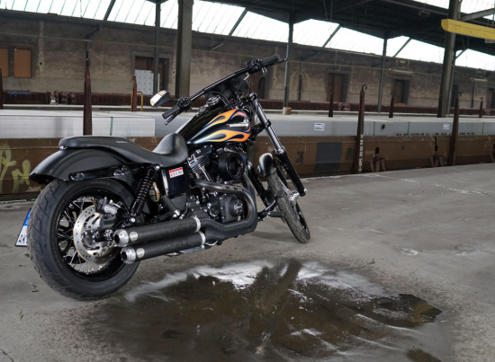PENZL - Retro Line Auspuffset / verstellbar / schwarz / Harley Dyna + StreetBob / 04-05 / EG-BE