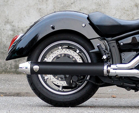 PENZL-Auspuff-verstellbar. / YAMAHA XV 1900 Midnightstar / Retro black-silber / 610 mm / kurze Version / ohne Koffer / EG-BE