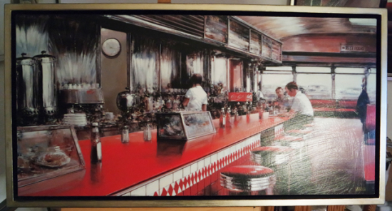 L.ROCCA - Red Diner - Giclee auf Leinwand / inkl. Rahmung / limitiert / signiert / Nr. 2 von 10 / 106 x 55 x 6 cm