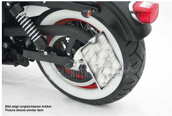 seitl. BR - Kennzeichenhalter - Kompl.-Set / lang / silber / HD Softail / 2008 - 17 / TÜV