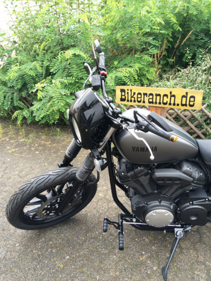 Nur für RACER:: MB vorverl. Fußrasten / Sundance gefräst / schwarz glanz / + 45 cm !!!  / YAMAHA XV 950 Racer / ABE