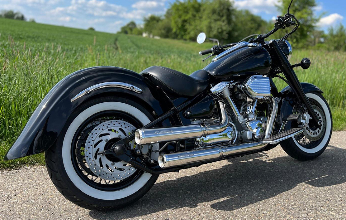 KILLERBIKESHOP.DE MILLER Skyline SlipOn Auspuff Edelstahl silber Yamaha XV 1600 Wildstar EG BE
