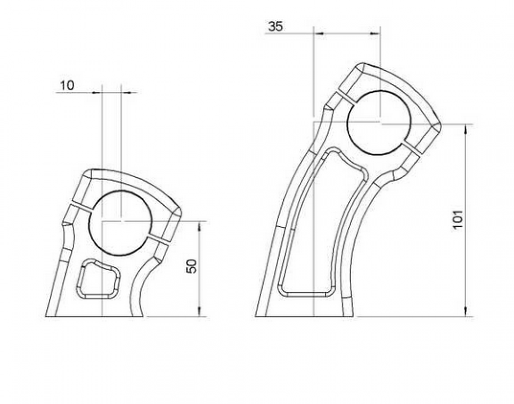RISER - Alu Poliert - 120 mm Pullback / 35 mm / 1 Zoll / mit KDF / Tüv-Gutachten