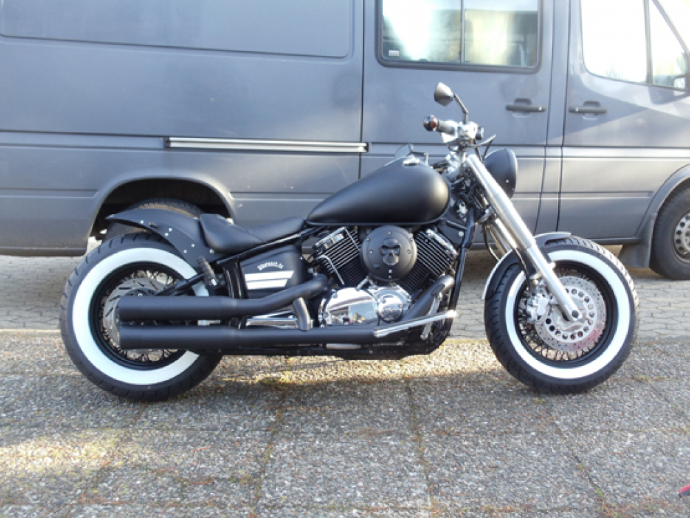 nur bei uns: Miller - KBS - Komplettanlage / schwarz - matt /// Yamaha XVS 650 / jedes Baujahr / EG-BE