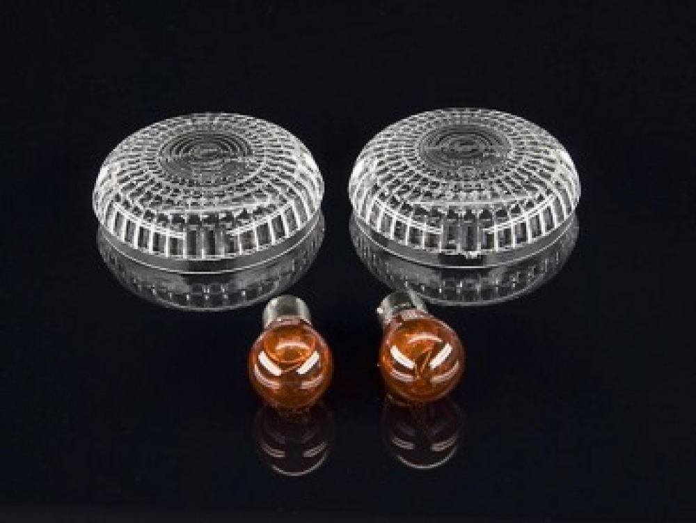 BR White-CUSTOM Blinker - White - Klar / 1 Paar / Yamaha XVS 650 / 1100 Custom / XVZ 1300