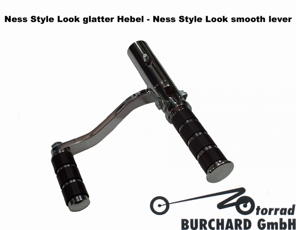 MB - Fußrastenanl. vorverl. - 24 cm / Ness Style Look / glatte Hebel / Harley Sportster EVO 5 Gang / XL/2 / Tüv