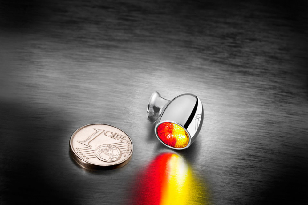 KELLERMANN ATTO DARK DF - Mini - Rück - Bremslicht - Blinker  / chrom / Klarglas / 1 Stck / E-Zeich