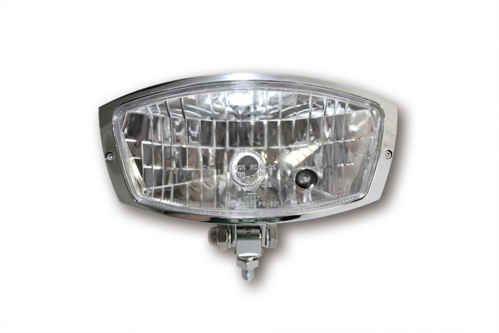 NEU: PW SCHEINWERFER OREGON / Chrom / klares Glas / Befestig. unten / E-Zeich.