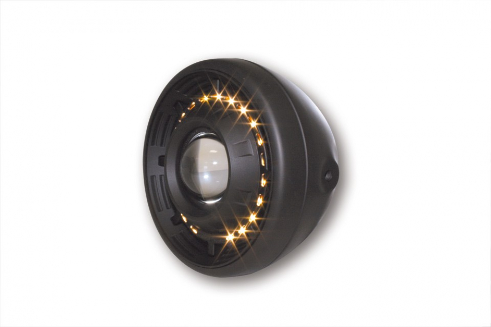 PW 7" SCHEINWERFER CYCLOPS / Schwarz / LED-Positionsl. / seitl. Befestg. / E-Zeich.