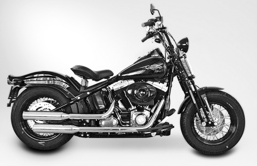 MILLER - Montana II - silber - 2-2 SlipOn / Harley Softail Slim / S / EG-BE