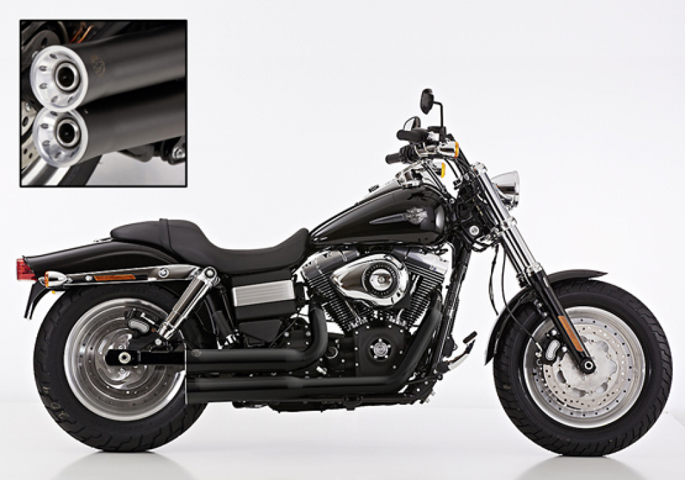 Falcon Double Groove - Komplettanlg. / KAT / black / HD Dyna Wide Glide / 08 - 16 / EG-BE