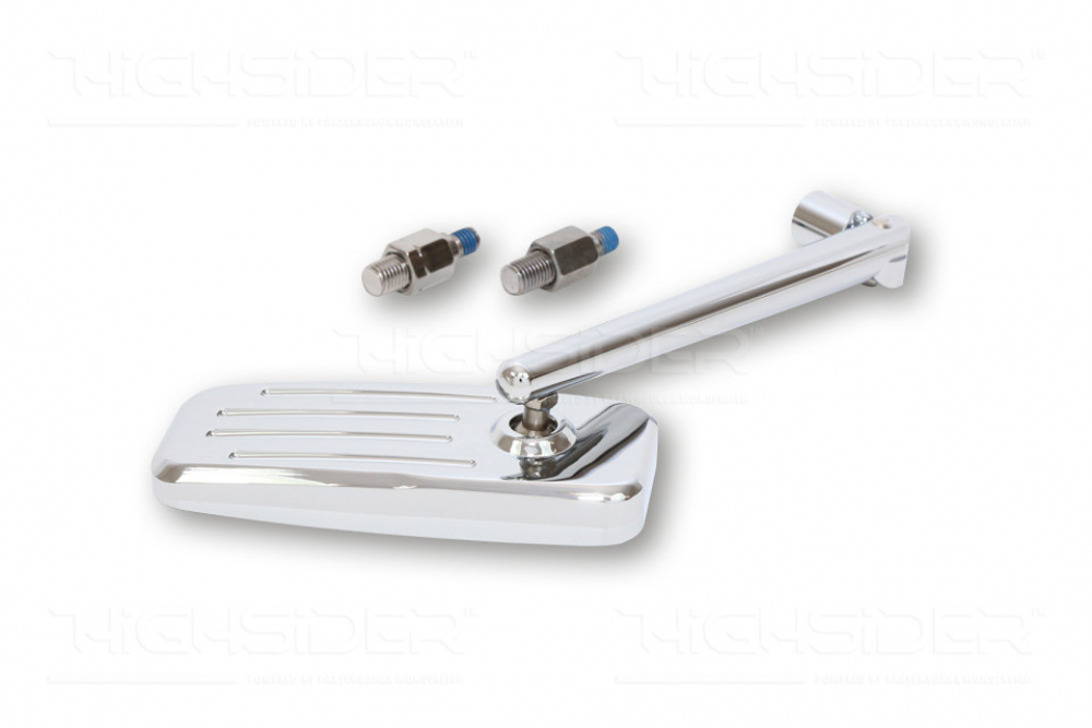 PW ALU-SPIEGEL ACTION / CNC gefräst / Aluminium - chrom / 1 Stck