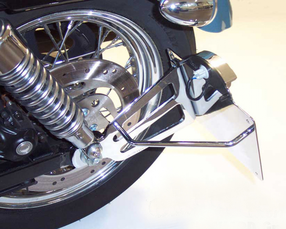 seitl. MB-Kennzeichenh. Kompl.-Set / chrom / 1" Zoll Achse / HD Sportster  / TÜV / Österreich