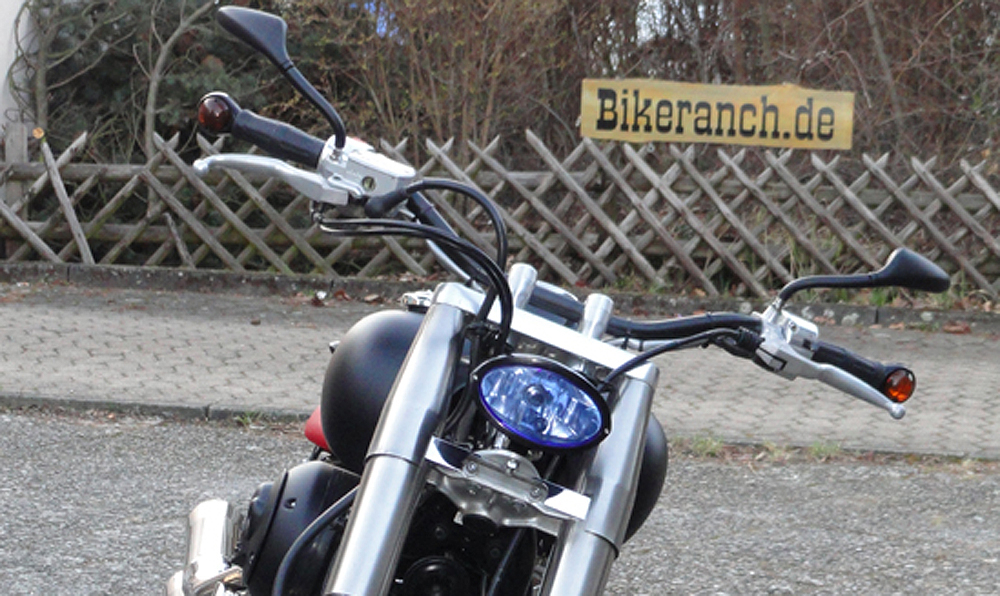 Short-Time-Sale: IOWA SCHEINWERFER  / Schwarz - blaues Glas / E-Zeich.