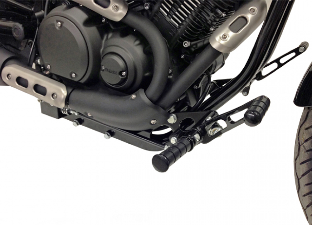 MB vorverl. Fußrasten / Ness Style gefräst / schwarz matt / 35 cm vorverlegt / YAMAHA XV 950 Bolt / R / ABE