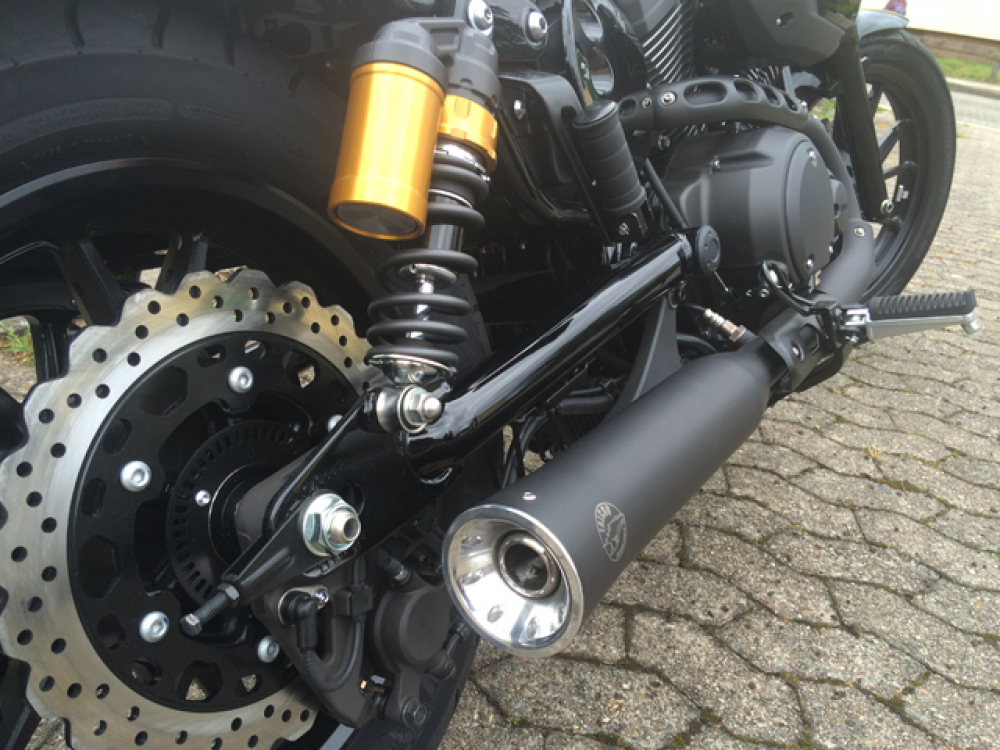 Falcon Double Groove / Yamaha SCR 950 Scrambler / 2-1 Endschalldämpfer / KAT / blackmatt /n ABE
