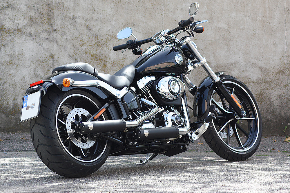 PENZL - Retro Line Auspuffset / verstellbar / schwarz / Harley BREAKOUT & ROCKER / 08-16 /ABE