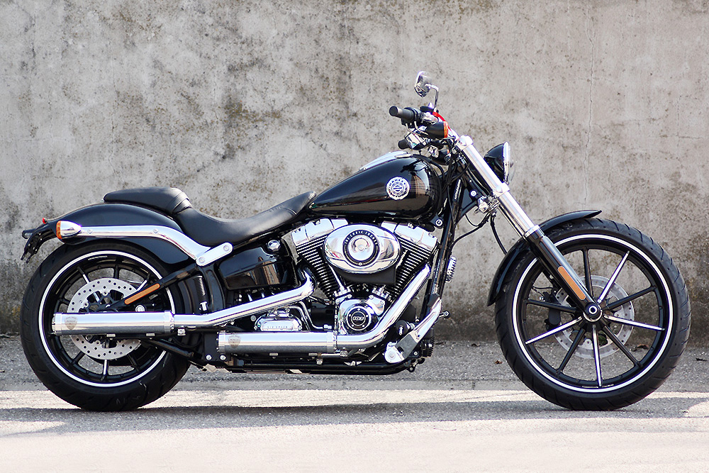 PENZL - Retro Line Auspuffset / verstellbar / verchromt / Harley BREAKOUT & ROCKER / 08-16 /ABE