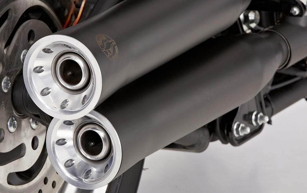 Black SALE: FALCON Double Goove / HD Sportster XL 883/1200 / SlipOn / black / 2006 - 13 / EG-BE