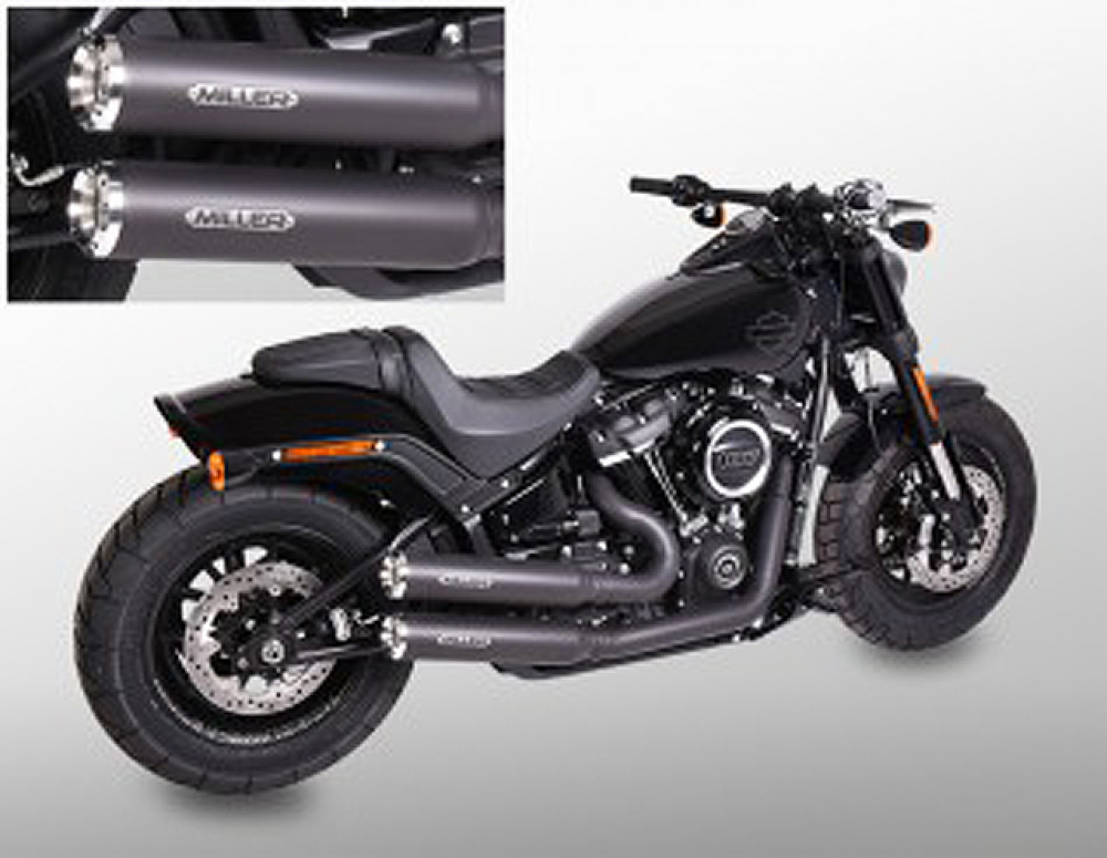 BLACK SALE: MILLER 2-2 - Bronco Komplett - schwarz / Euro 4 / Softail alle 107/114 CUI  / EG-BE