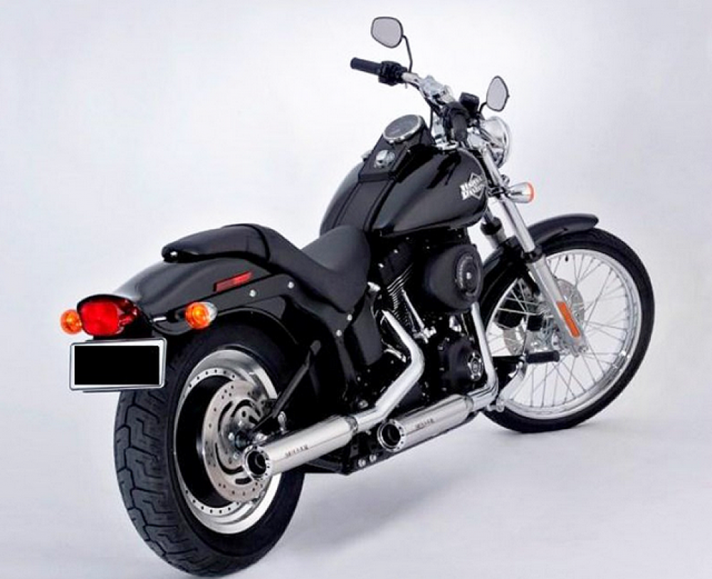 MILLER 2-2 - Arizona II - silber / Harley Softail Breakout / SlipOn / EG-BE