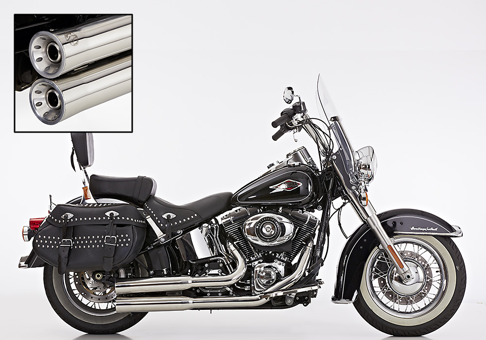 Sale: FALCON Double Groove Komplettanlg. / poliert / HD Softail Heritage Classic / ab 2007 / EG-BE