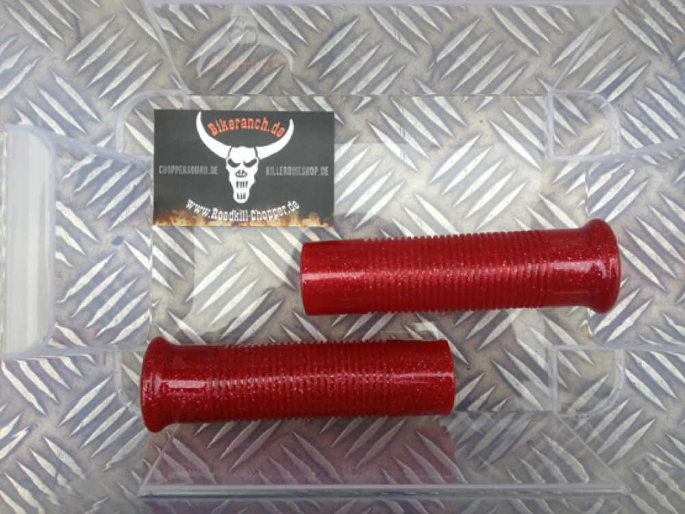 DO VINTAGE GRIFFGUMMIS ROT-Metallflake 1"-Lenker HD + jap.Choppe