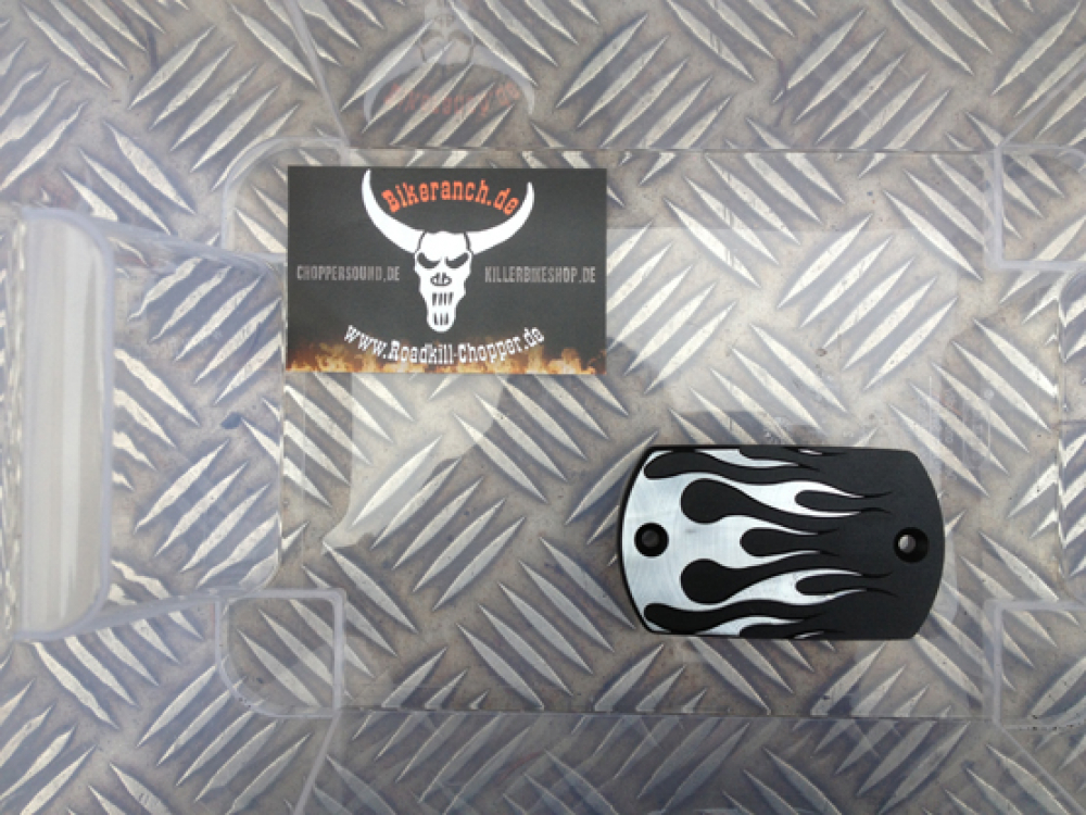 PW BREMSDECKEL Mastercover "FLAME" / YAM XVS 650/1100/950/1300 Bicolor