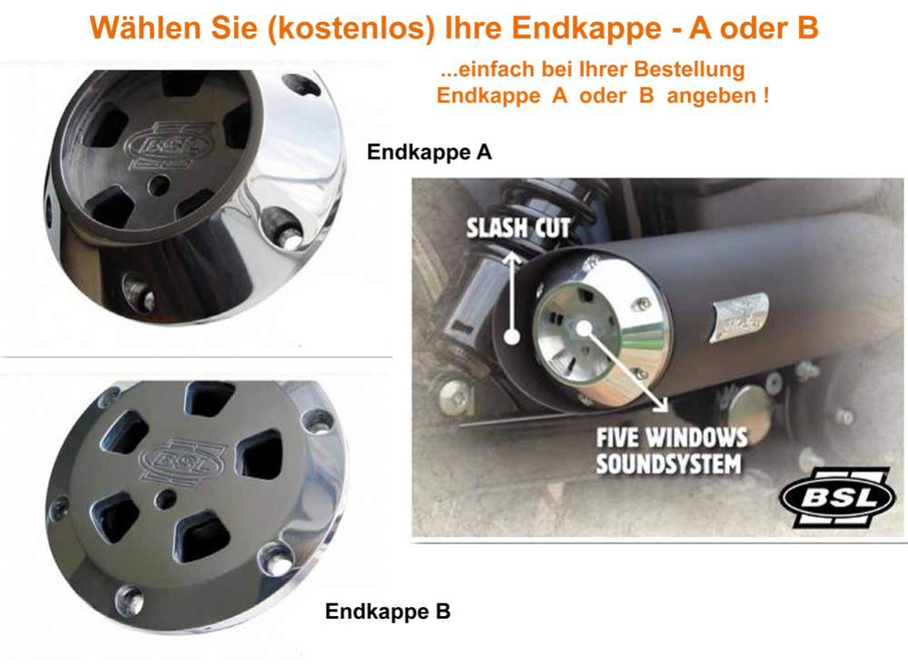 BSL The Bomb Hole Auspuff / chrom + black / Sportster / 04-16 / TÜV