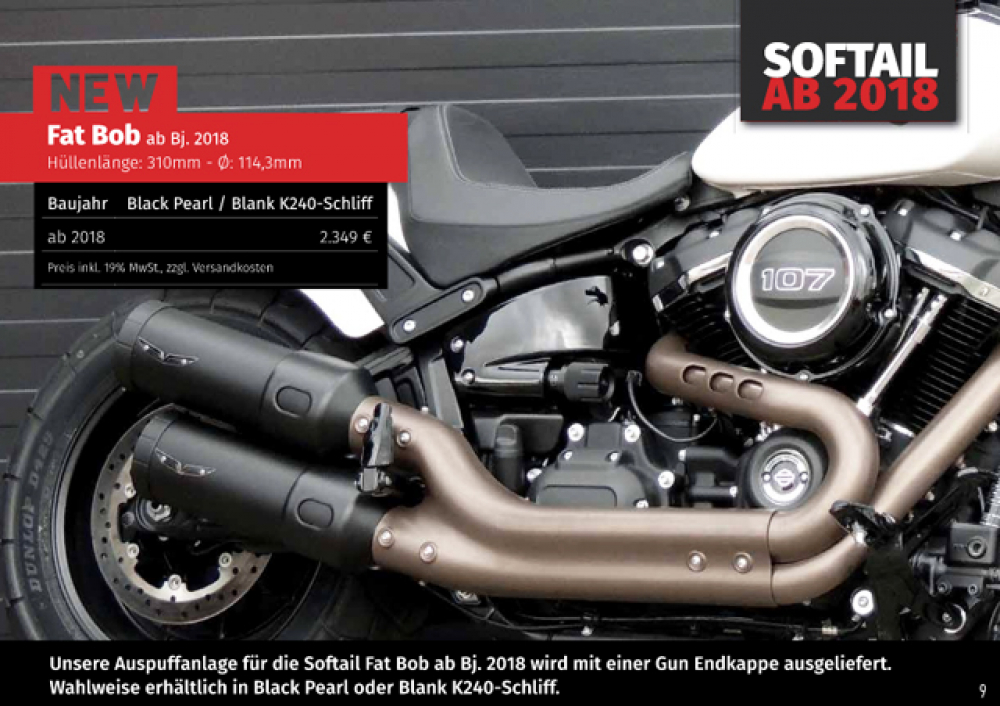 ShortTimeSale: PENZL V2-Speed Auspuffset elektr. verstellb. / black ceramic / Harley Softail Fat Bob / EG-BE