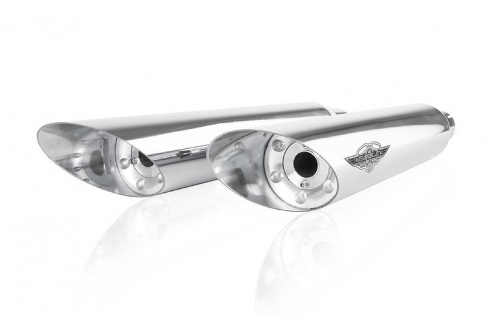 EAGLE IRON - SlipOn-Auspuff / slash cut / silber poliert / Suzuki VS 1400 / EG-BE