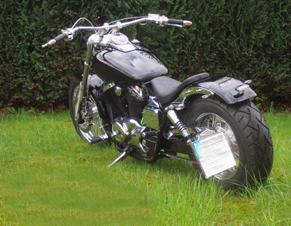 MB - HECKFENDER Stahlblech roh / inkl. Fenderstruts schwarz / Honda VT 750 ACE C2 + Black Widow / RC44 - RC48 / Tüv