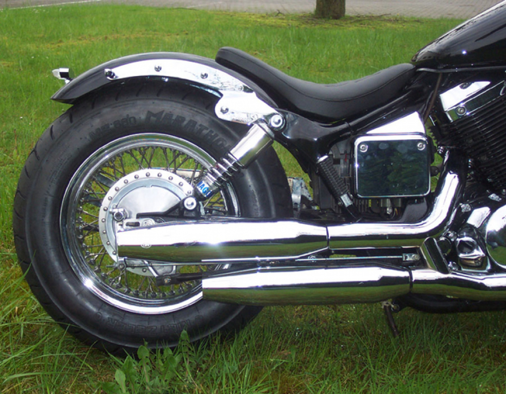 MB - HECKFENDER Stahlblech roh / inkl. Fenderstruts schwarz / Honda VT 750 ACE C2 + Black Widow / RC44 - RC48 / Tüv
