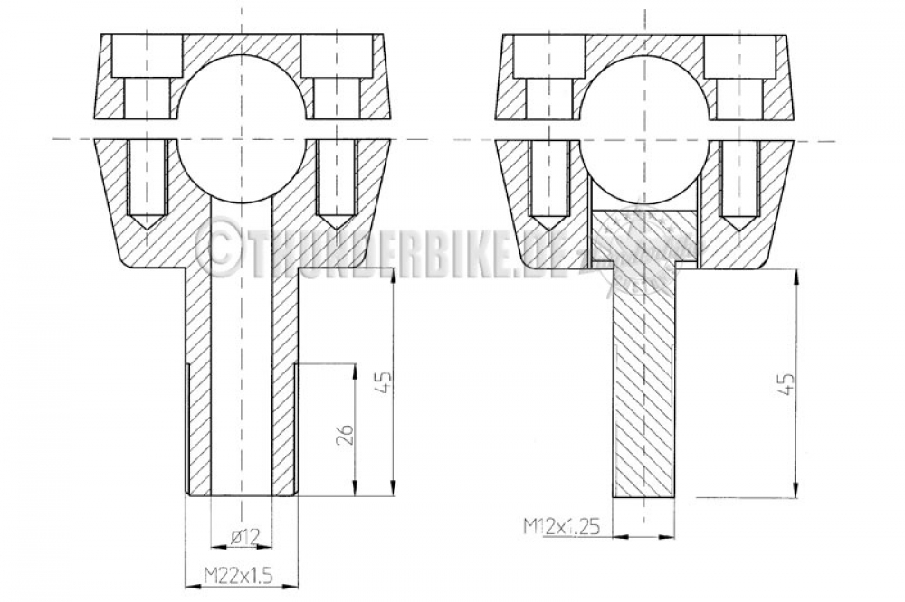 TB RISER - nur Springergabel - OLDSTYLE -  2 Zoll hoch / Lenker 1 Zoll - 32 mm / ALU poliert / ohne Kdf / Tüv