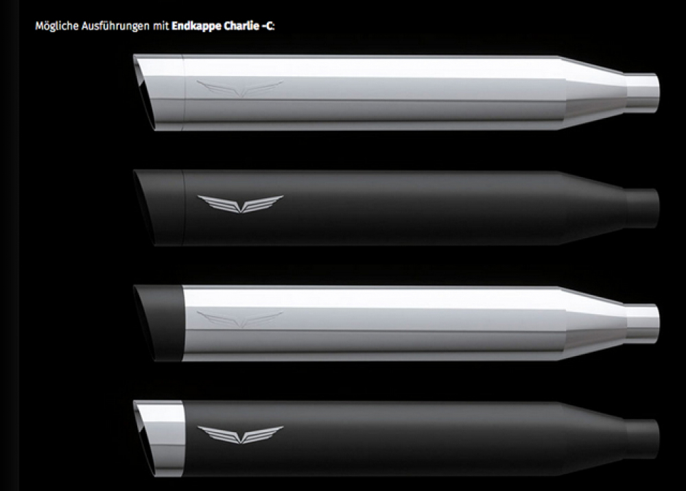 PENZL V2-Speed Auspuffset elektron. verstellb. / black ceramic - Endkappe Charlie chrom / Harley Davidson Softail / ab 2018 /ABE