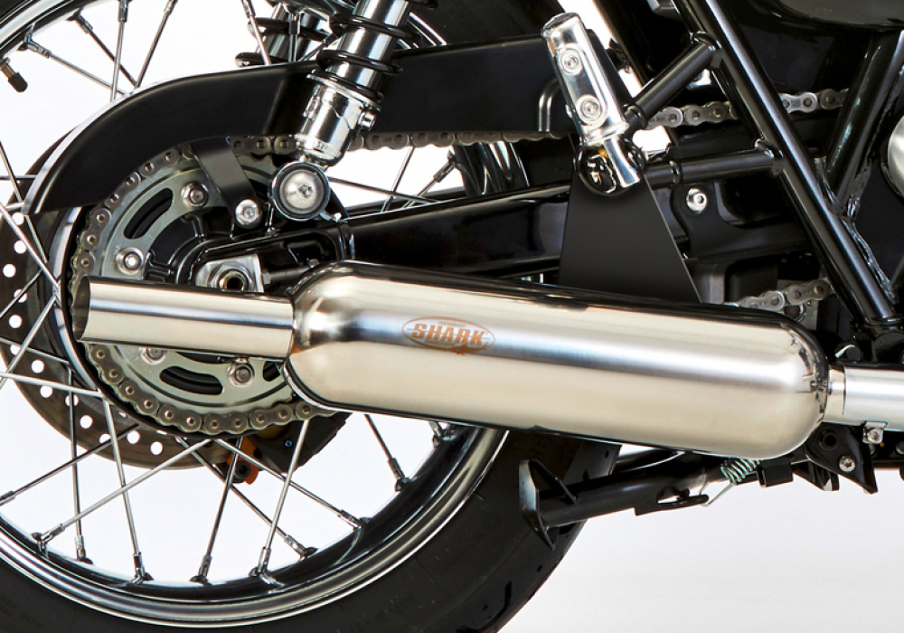 SHARK RETRO Classic / Komplettanlage / Edelstahl poliert / TRIUMPH Thruxton / ab 2004 / ABE
