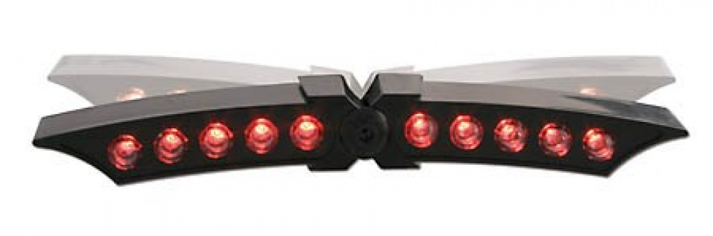 PW LED-RÜCKLICHT (inkl. Bremsli.) "X-WING", schwarzes Gehäuse,Flügel verstellb.