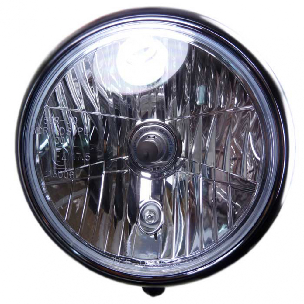 Scheinwerfer 7" - Klarglas / schwarz - Grooved - 88 Style / Befestigung unten / E-Zeichen
