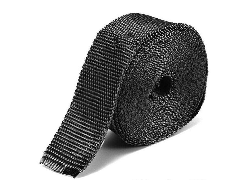 SALE: BR - Hitzeschutzband - Auspuffband / Schwarz / exaust wrap black / bis 1.400 Grad / 15 m x 50 mm