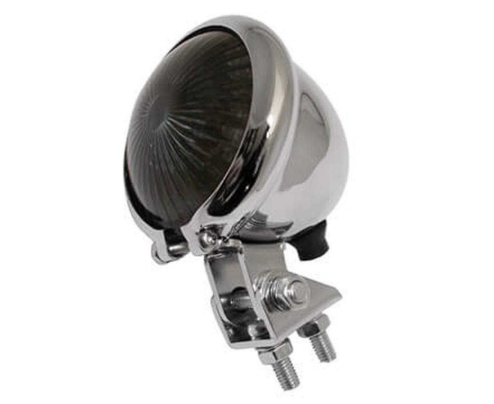 Led - Rücklicht - "Bates Style" / chrom - dunkles Glas / E-gepr.
