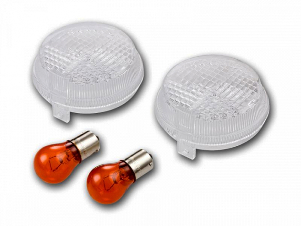 BR White - CUSTOM Blinker - White - Klar / 1 Paar / Kawasaki VN 1600 Classic / 2003 - 06 / E-Zei.