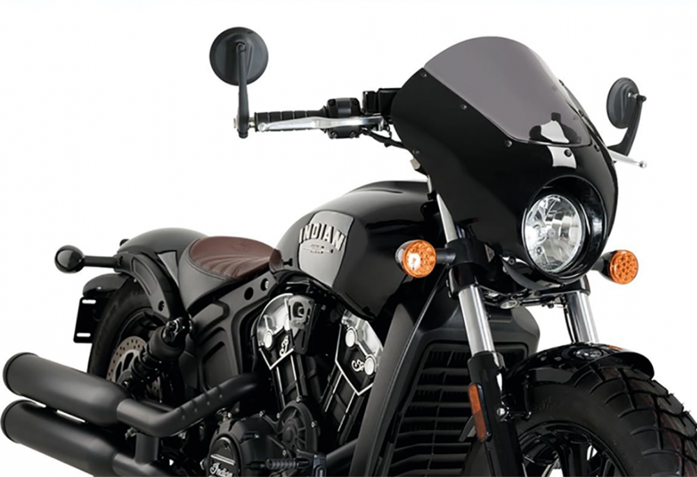 Neu: BATWING - Windshield  / Frontverkleidung - Scheibe Klarglas / schwarz-matt / Indian Scout / Teilegutachten (TGA)