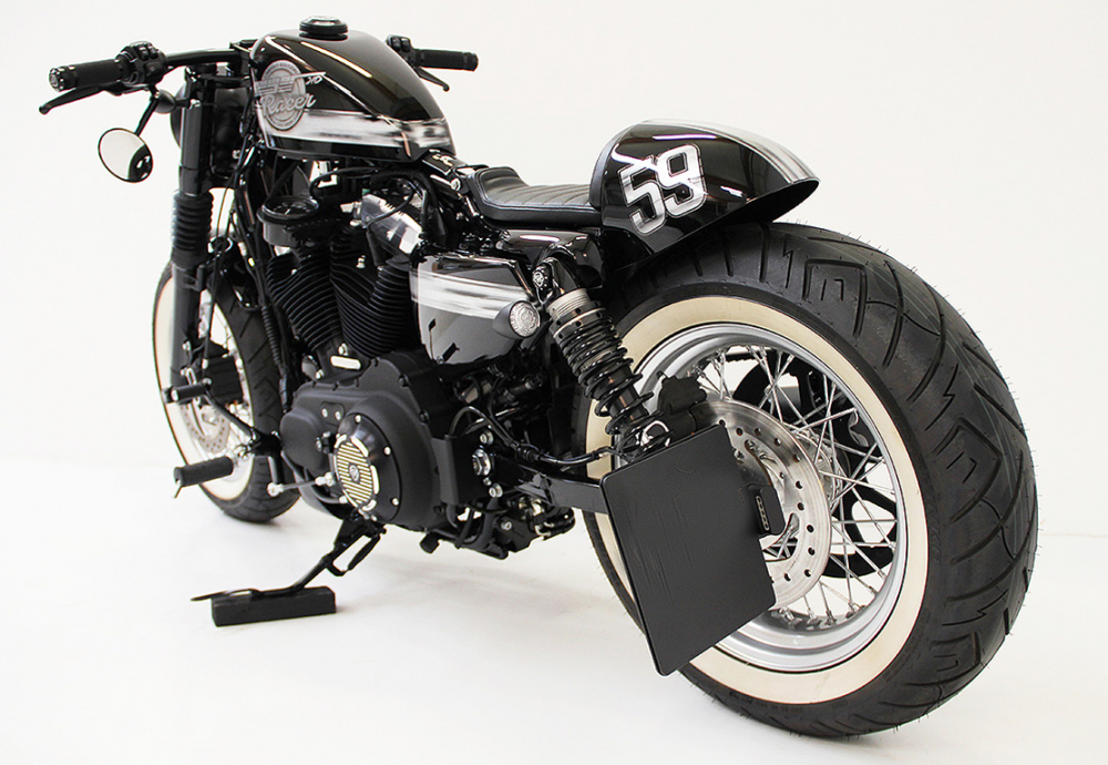 CW - seitl. Kennzeichenh. Kompl.-Set - black / HD Sportster ab 2000 / inkl. Einschubrahmen / TÜV