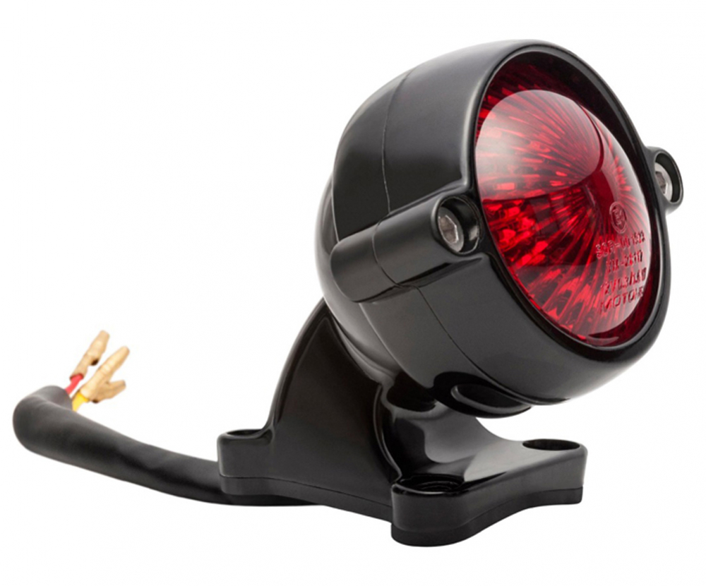 LED Vintage - Rücklicht - Bullet Style 2 / Schwarz / mit Halter / E-Zeichen