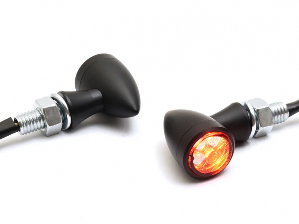 Micro Bullet - LED Rücklicht - Blinker - Bremslicht / schwarz / Paar / E-Zeichen