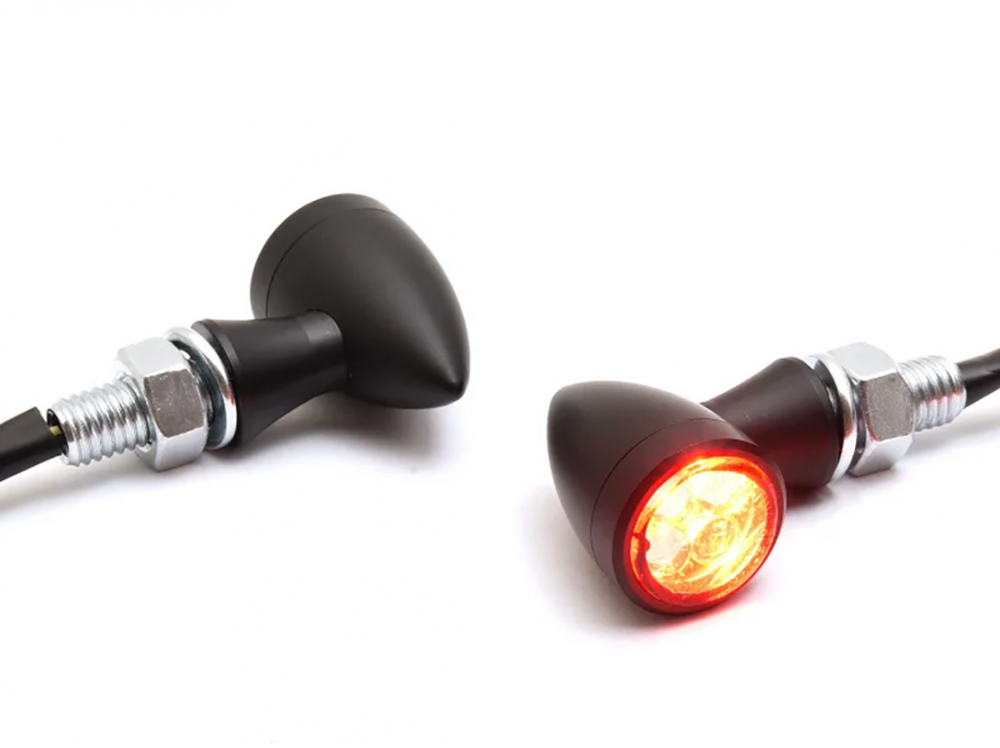 Micro Bullet - LED Rücklicht - Blinker - Bremslicht / schwarz / Paar / E-Zeichen